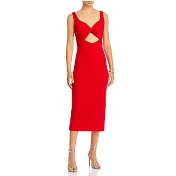 Aqua Dresses & Skirts - AQUA Cut Out Sleeveless Midi Sheath Cocktail Party Dress Colorful Red Size 6